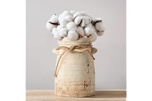 PORCER Ceramic Rustic Farmhouse Vase | Tall 8 Inch Decorative Flower Vase with Unique Rope for Home Decor | Vintage Vase for Table, Living Room, Bathroom Decoration, Shelf Decor, Mantel, Off-white