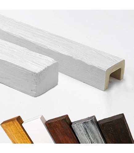 DECO WOOD Plafondbalken, rustiek, van polyurethaan, 2 m lengte, PU-balken houtlook (wit - 17 x 19 cm) wandbalken, hardschuim, plafondbekleding