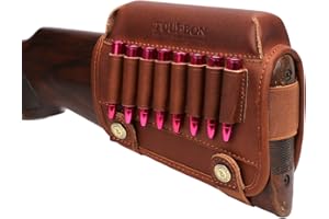 TOURBON Hunting Gun Buttstock Cheek Resto Pad Fucile Munizioni Titolare(Vera Pelle, Mano Sinistra)