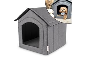 Petsona Caseta del Perro Perrera Plegable con Techo Desmontable Casa del Perro Cama Cueva del Gato Cama para Mascotas Tamaño L, Gris