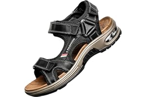 GILKUO Frühling Sommer Herren Sandalen Leder Sport Outdoorsandalen