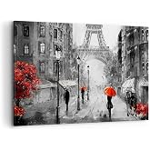 B&D XXL - Tableau décoratif moderne 100x50 cm - Impression sur toile colorée - Décoration murale pour salon et chambre - Marron blanc gris - Ville architecture urbain pont ciel new york 030202-11