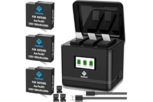 POEOSAS 360 Ace Pro 2 Ersatz Akku, 3er-Pack 1800mAh Akkus mit 3-Slot LCD Ladegerät Kit Kompatibel mit insta360 Ace Pro 2 Kamera（with Akku Schutzhülle*3）
