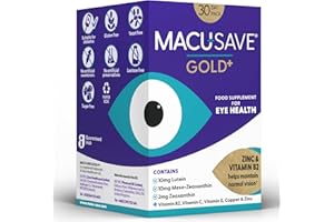 Macu-SAVE Gold+ Food Supplement with Meso-Zeaxanthin/Lutein and Zeaxanthin Zinc & Vitamin B2 30 Day Pack (Pack of 1)