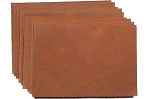 HAPPER STUDIO Pelle bovina spessa 1,6 mm, Crazy Horse Crazy Horse fogli in vera pelle per fai da te (A6 (105 x 148 mm), marrone chiaro, 10)