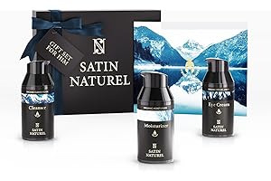SATINNATUREL Christmas Gifts for Him - Organic Face Cleanser + Eye Cream + Face Moisturiser/Aftershave - Christmas Gifts for Dad Boyfriend & Brother 3x30ml, Gift for Him - Mens Skincare by Satin Naturel