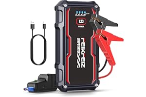 FEIKFEIZ Auto Starthilfe Powerbank, 4000A Spitzenstrom 21800mAh, Geeignet für 12V Auto Batterie (Bis Zu 8,0L Benzin und 6,5L Diesel), mit USB-Ladeausgang und LED-Licht