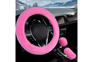 shallyong pluszowy pokrowiec na kierownicę samochodową, uniwersalny, pluszowy pokrowiec na kierownicę, ciepły, akcesoria samochodowe na zimę, 37-39 cm, do większości samochodów
