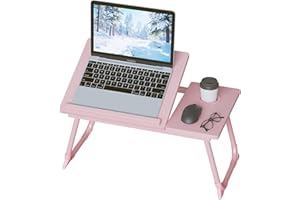 HOOMTOP Laptop Desk, Laptop Bed Table with Foldable Legs and Cup Slot Adjustable Trays Reading Book Holder Notebook Bed Terrace Balcony
