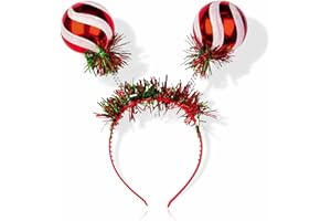 3HA HAHAHA Christmas Head Boppers Bauble Bopper Headband One Size Hair Accessory For Fancy Dress And Parties Kids Adult Christmas Party Accessories Red Green Color 12X14cm (Band) 25X20cm (With Boppers)(1Pc)