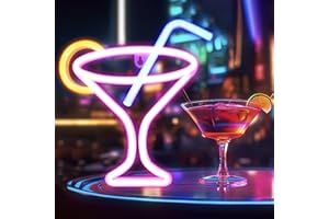 DAKABUKA Cocktail Neon Sign Neon Night Light Segni per la decorazione della parete Batteria e USB Dual Powered Cocktail Lampada da notte per Bar Club Bar Carrello Decor Bella luce al neon Cool Neon Sign per