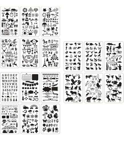 Set 3 Plantillas Reutilizables Para Pintar Y Dibujar - Letras, Números, Formas Para Bullet Journal Y Manualidades