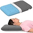MY ARMOR Ventilated Cool Gel Memory Foam Pillow | 2 Years Warranty | Orthopedic Pillows for Neck Pain Relief, Standard Size - 4 Inch High with Grey Colour Pillow Cover - Set of 1