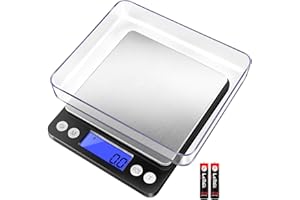 Fuzion Digital Kitchen Scale 3000g/ 0.1g, Pocket Food Scale 6 Units Conversion, Gram Scale with 2 Trays, LCD, Tare Function, Jewelry Scale(Battery Included)