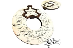 ZOUWEL Circle of Fifths Chord Wheel, Wooden Melody Tool,Circle Wooden Wheel And Musical Educational Tool, Song Writing and Music Exploration Must Have Tool for Guitar, Ukulele, Piano, Bass (4.72inch)