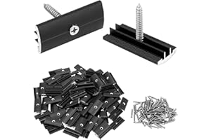 QWORK® Zestaw 100 aluminiowych klipsów tarasowych 6 mm, klipsów WPC, ukrytych podkładek dystansowych ze śrubami do desek kompozytowych WPC/BPC