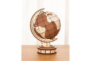 rowood 3D Puzzles Global Wonders, Wooden Globe Model Kit for Adults to Build, Make Your Own Woodcraft Construction Kit, Gift for Birthday Day and Christmas