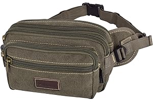 SUNSEATON Marsupio Uomo, Grande Marsupio con 7 Tasche Bum Bag Cintura Regolabile Singola Spalla per Escursionismo Casuale Bicicletta