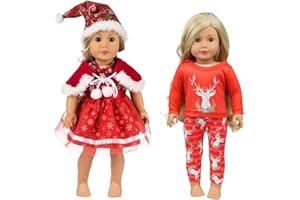 MIOTLSY ZSWQ Muñecas de Ropa Navidad Outfits Pijamas Vestidos 1 Zapatos Blancos para American Doll de 18 Pulgadas, Nuestra generación, 43-46cm Muñecas-Ragalo de Navidad