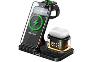 CIRCLIO Stacja ładująca Apple Watch i iPhone, indukcyjna stacja ładująca 5 w 1, iPhone stacja ładująca Samsung, bezprzewodowa ładowarka iPhone 15/14/13/12/11/Pro/Max/Xs/Xr/X/8/Plus, stacja ładująca Apple