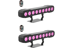 FODEXAZY 9 RGBW LED Wall Washer Luce da Palcoscenico 60W, Effetto Barra Luminosa Spotlight con Telecomando DMX512 Stroboscopio Luce per Feste per Matrimonio DJ Outdoor Natale 2 pezzi