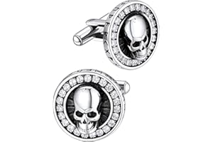 FaithHeart Cufflinks for Men, Vintage Style Viking Runes Compass/Wolf/Celtic Cross/Gothic Skull/Masonic Cuff Links Stainless Steel/Black, With Gift Box