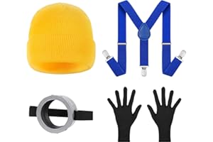 DiULi Giallo Costume Set per Cosplay, 4 Pezzi Costume Giallo Kit, Set Cappello e Occhiali, Costumi Cartoni Animati Bambini per Carnevale, Natale, Halloween Tema Party, Set B