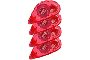 ZHONYEE Permanent Glue Tape Runner Double Sided Adhesive Scrapbook Runner Tape Roller - 0.3-inch by 360-Inch - Permanent Adhesive Dots Roller Applicator, Red, 4 Pack