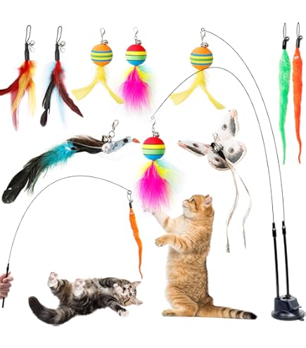 Gioco Interattivo Per Gatti - 2 Bastoni Con Ventosa E 3 Uccelli, Giocattolo Per Casa