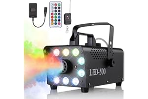 MAMIZO Nebelmaschine Mini, 500W Fog Rauchmaschine mit RGB Effekt, 13 Farben 10 LED Licht Smoke Machine, mit 2 Kabelloser und 1 Kabelgebundener Fernbedienung, für Halloween Weihnachten DJ Party