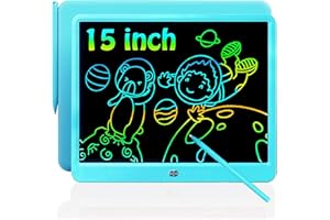 Deecam Tablette Dessin Enfant 15 Pouces, Tablette D'écriture LCD Coloré, Bleu Ardoise Magique Enfant, Tablette Graphique, Memo Board, Jouet Educatif pour enfants, Cadeaux d'anniversaire
