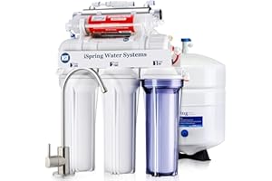 iSpring RCC7AK-UV 7 Stage Under Sink Reverse Osmosis Drinking Water Filtration System with Alkaline Remineralization Filter and UV Sterilizer, 75 GPD