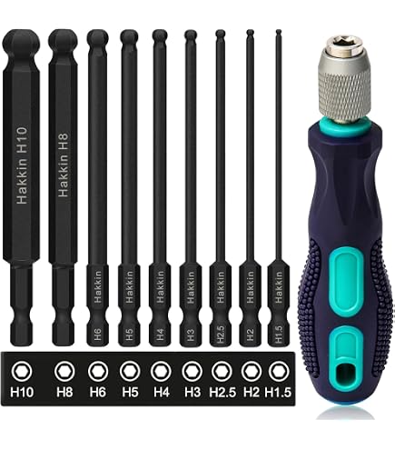 Aramox 4-teiliges Sechskant-Bit-Set – Magnetisch, Kugelkopf, Metrisch (H3-H6), 1/4'' Schaft, Aus Stahl