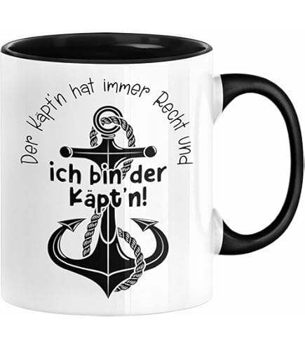 Samunshi „Ich Denke An Mein Boot“ Tasse – Schwarzer Henkel, 300 Ml, Spülmaschinenfest