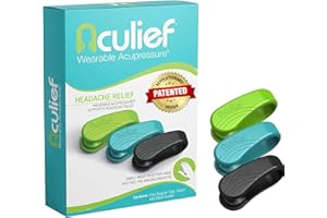 Aculief - Akupressur Werkzeug - Preisgekrönter Akupressur Clip zur Natürlichen Linderung von Kopfschmerzen, Migräne, Verspannung - Tragbares Akupressur Set - 3 Stück (Regular/Mehrfarbig)