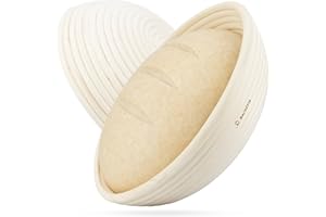 ‎BACKEFIX Backefix Gärkörbchen rund 23cm | kleiner Brot Gärkorb handgefertigt aus Rattan mit Leinentuch | hochwertiges Brotbackzubehör ideal zum Brot backen für Hobbybäcker