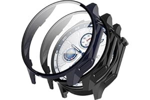 KZIOACSH Case with Tempered Glass for OnePlus Watch 2/Oppo Watch X, 2 Pack All Around Hard PC Cover Shell Ultra-Thin Anti-Scratch Shockproof Overall Screen Protector Protective Cove