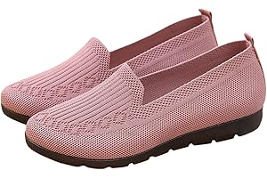 DFSDJEUW Tennis Shoes Women's Knitted Flat Shoes Lightweight Comfortable Women Footwear Casual Breathable Mesh Walking Female Orthopedic Tennis Trainers Lightweight Non Slip Athletic Shoes