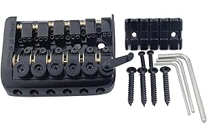 Guyker 6 String Saddle Headless Guitar Bridge Tailpiece With Worm Involved String Device for Headless Guitar Accessories W2004 Black