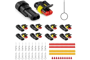 ‎JRREADY JRready ST6481-02-08 Wasserdichter Kfz Steckverbindersatz, 2 polig Stecker und Buchse, Kabel Steckverbinder Stecker für Auto LKW Anhänger Motorrad Marine Boot Verkabelung, 18-16AWG, 8 Sets