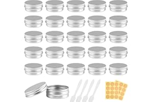20 Stück Aluminium Leer Döschen 15ML Rund Cremedosen zum Befüllen Reise Tiegel Kleine Metalldose Blechdose mit Schraubdeckel für Lippenbalsam Kosmetik Creme Lotion (mit Aufkleber und Mini-Spatel)