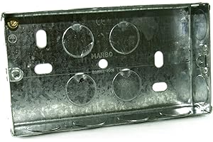 CDL Micro CDL-BB09 Double Electrical Metal Back Box/Pattress Box 25mm Deep - 2 Gang - Silver , White