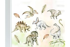 wolga-kreativ Fenstersticker Fensterdeko Fensterbilder Motiv Fensterfolie Glasdeko Selbstklebend Dinosaurier Flugdino Dinos wiederverwendbar Kinderzimmer Junge Jungenzimmer