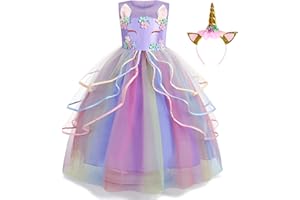 Foierp Unicorno Vestito Bambina, Costumi Unicorno Bambina Festa Cosplay Abito da Sposa Carnevale Ballo Abito Festa di Compleanno Vestito della Principessa