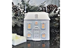 Tech Island Wax Burner, Ceramic House Oil Burne, Wax Melt Burners, Wax Melts, Aromatherapy Diffuser, Oil Diffuser, Essential Oil For Diffusers For Home Decor, Room Décor (White)