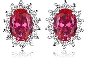 JewelryPalace Donna Naturale Granato Citrino Topazio Ametista Peridoto Sintetico Alessandrite Rubino Zaffiro Smeraldo Principessa Diana William Kate Middleton Halo Orecchini in Argento Sterling 925