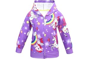 CKCKTZ Veste à capuche licorne pour fille avec fermeture éclair et manches longues - Cadeau pour enfants de 3 à 8 ans