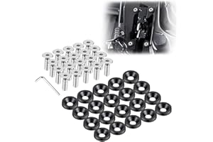 TOMALL Enmoo 20 Stück Billet Aluminium Kotflügel-Scheiben-Unterlegscheiben-Bolzen Motorraum Dress Up Fastener Kit Lisence Plate Decor Bolzen M6 Bolzen Schrauben Zubehör (schwarz)