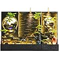 Home Decorative Fountain 6.72 Ft Tall Elegant Indoor Water Fountain With LED Lights, Mist Maker, And Simulated Bonsai Trees ,large Waterfall Feature Rockery ，For Hotel Entrance Decoration(2650+2645)