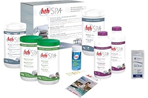 HEXAGON PISCINE ET SPA HTH Spa Coffret DE Traitement AU Brome - 7,4kg | Kit Traitement pour Un Entretien Complet - Désinfection Régulière et Choc sans Chlore + 10 Tests HPS OFFERTS 6 en 1